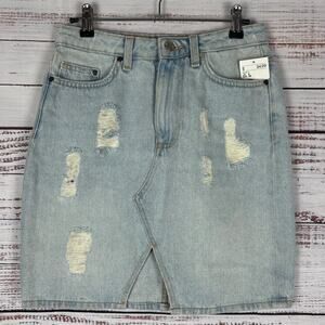 H&M Jean Skirt size 6 ripped distressed denim casual short mini skirt